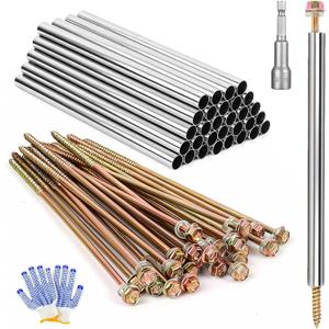 30 Pack 8'' Gutter Screws & Nails with 304 Stainless Steel Sleeves | Complete Repair Kit for 6-Inch Gutters, Includes Hexagonal Magnetic Socket & Work Gloves