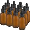 12 Pcs, 1oz Dropper Bottle, Amber Glass Eye Dropper Bottle, Tincture Bottles with Dropper, Pretty Finish, Leak-Proof Design, Stronger Suction for All Kinds of Mixed Liquids (1oz-12Pack, Amber Frosted)