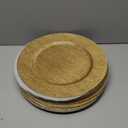 Jucoan 12 Pack Gold Charger Plates for Dinner Plates, 13 Inch Round Plastic Shiny Texture Strip Charger Plates for Wedding Thanksgiving Christmas Party Event Catering Hotel Tabletop Setting Decor