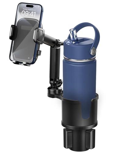 Cup Phone Holder for Car with Expandable Base, 2 in 1 Adjustable Hands Free Cell Phone Holders Car Cupholder Mount, Friendly Fit Large Bottle & iPhone All Cellphone for Truck SUV | No Shake Design : Everything Else
