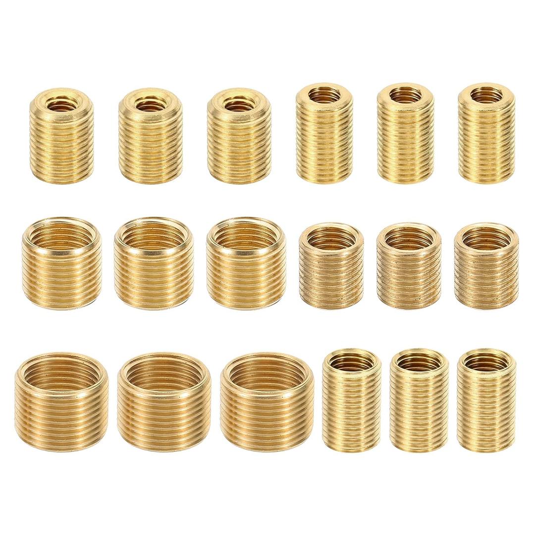 PATIKIL 6 Size Thread Reducing Nuts Insert, 18pcs Male to Female Fine Thread Adapter Repair Insert Pipe Fitting Screw Sleeve Reducer for Pendant Light