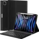 OYEEICE for iPad Air 11 Inch Case with Keyboard M3/M2 (2025/2024) Detachable Folio Cover with Pencil Holder for iPad Air 11'' 6th & Air 5th 2022 & Air 4th 2020 & iPad Pro 11 4th/3rd/2nd/1st- Black (Classic style non-backlit)