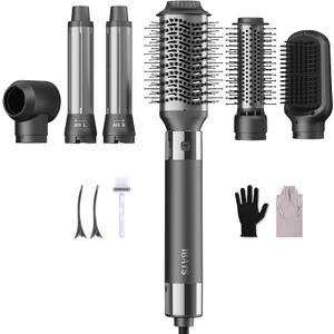Hair Dryer Brush 6 in 1 Professional Hot Air Styler, 110,000 RPM High-Speed Negative Ionic Hair Dryer, Auto Wrap Curler Frizz-Free Blow Dryer Brush for Curling Volumizing Straightening Styling