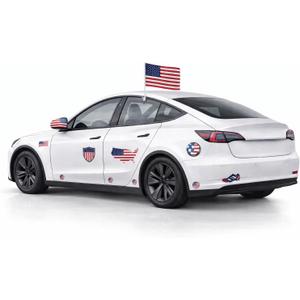 USA Soccer Fan Car Decoration Kit (Flag + Mirrors + 9 Stickers KIT)