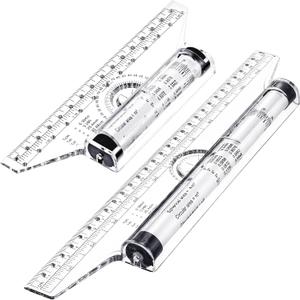 Frienda 2 Pieces Plastic Measuring Rolling Ruler Drawing Parallel Multifunctional Drafting Ruler for Architect Office Math(6 Inch, 12 Inch)