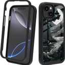 Compatible with iPhone 14 / iPhone 13 Case  Rugged Full-Body Protective Cover for Women Girls Dual Layer Shockproof Bumper, Heavy-Duty Phone Case - Mountain Moon 037