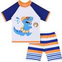 Kids Swimsuit Boys Two Pieces Shark Swimsuit Toddler Rash Guard and Trunk (2-3T, Yellow)