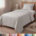 Duvet Cover Twin/Twin XL Size Set - Extra Soft Twin/Twin XL Duvet Cover 68" x 90" with 1 Pillow Sham - Hotel Luxury, Easy Care, Fade Free w/ Zipper Closures & Ties - Comfy & Breathable (Light Grey)