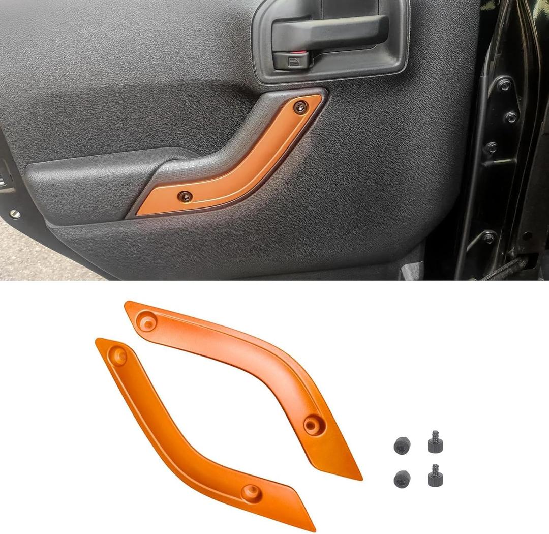 POETRYXIAO Interior Door Handle Inserts Orange Style Trim Cover for 2011-2018 Wrangler JK, Wrangler OEM #1RC72JAHAD #1RC72JAHAE,Wrangler Accessories (Orange)