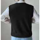 SOLY HUX Women's V Neck Sweater Vest Sleeveless Cable Knit Pullover Tank Tops Fall Clothes Pure Black Small (Black, S)