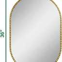 Oval Mirror for Wall, 24x36 Inch Gold Oval Bathroom Mirror, Antigue Gold Vanity Mirrors, Metal Floral Frame Mirror for Bedroom Living Room Hallway, Hangs Horizontally or Vertically
