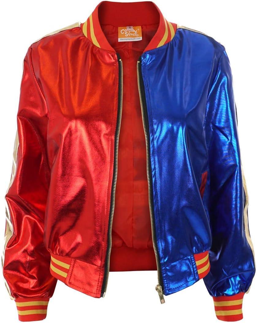 Cosplay Jacket for the Film Character Costumes Coat with Zipper of Adults Tops Red and Blue L