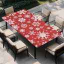 Rectangle Table Cloth, Elastic Waterproof Fitted Tablecloths Fits Rectangle 6ft Tables for Camping, Indoor and Outdoor, 30"x48", Christmas Snow