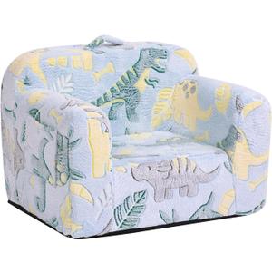 Tiita Kids Sofa, Childrens Couch with Carry Handle, Portable Toddler Foam Sofa Couch, Glow in The Dark Nursery Kids Couch, Lightweight Kids Chair for Playroom, Dorm Room, Small Space, Grey Dinosaur