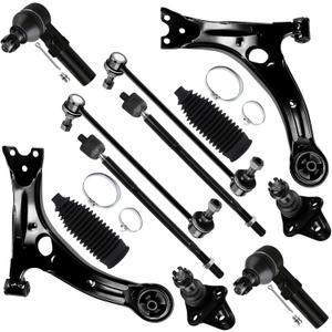 SCITOO 12pcs Front Suspension Kit Lower Control Arm Lower Ball Joint Inner Outer Tie Rod End w/Boot Sway Bar End Link Replacement for 2009-2013 for Toyota Corolla