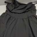 SHENHE Women's Ruched Corset Dress Spaghetti Strap Fit and Flare Flowy Skater Mini Cami Dress (Large, Black)