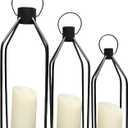 Lanterns Decorative Tall Large Black Metal Candle Lanterns Set of 3- Modern Farmhouse Decor for Indoor,Outdoor,Tabletop,Porch (No Glass NO Candles)