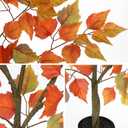 Artificial Fall Tree with Pot, 40.5" Tall Fake Birch Tree with Realistic Wood Trunk Silk Orange Leaves for Home Decor, Faux Autumn Maple Tree for Indoor Outdoor Home Decor and Housewarming Gift 3ft