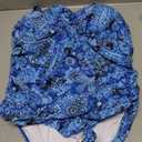 Daci Women Plus Size One Piece Swimsuit - Tummy Control Bathing Suits Ruched Lace up Swimwear Sexy Swimsuits 2025 (Blue Paisley, Size: 18 Plus )