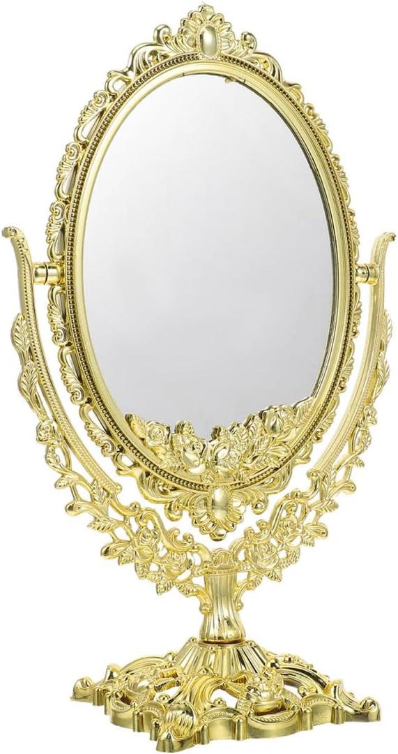 Ipetboom Vintage Oval Vanity Mirror 360 Swivel Double Sided High Definition Makeup Mirror for Dressing Table Bathroom Bedroom 13 Inch | High Definition Makeup Mirror for Dressing Table Bathroom Bedroom 13 Inch