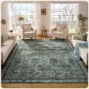 Istana Living Room Rug 10x14 - Dark Green 10 x 14 Area Rug - Foldable Machine Washable Area Rugs 10x14 - Stylish 10x14 Area Rugs Boho - Stain Resistant Washable Rug 10x14