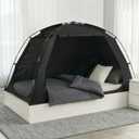 Alvantor Bed Tent, 93% Blackout Privacy Sleep Tent for Indoor Use, Easy to Set Up Dream Play Tents with 2 Doors, Portable Breathable Shelter for Kids and Adults, Black