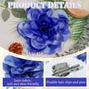 7.5in Extra Large Rose Brooch Valentine's Day Exquisite Shiny Satin Camellia Brooch Oversized Flower Brooch Lapel Pin,Suitable For Women Dance Banquet Wedding Hair Clothing Accessories (Blue)