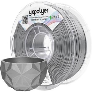 YXPOLYER PLA Filament Food Safe 1.75 mm 1kg for 3D Printing Tableware, PLA+ Metallic Look Silver for Christmas Tree Ornaments, Up to 350mm/s High Speed Printing