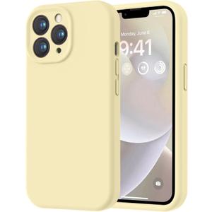 LOVE 3000 Designed for iPhone 13 Pro Max Case, Premium Silicone with [Soft Anti-Scratch Microfiber Lining] Shockproof Protective Phone Case for Men Women Girls 6.7", Creamy Yellow