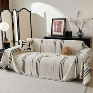 Boho Couch Covers for Sofa Washable Sofa Covers for 3 Cushion Couch Soft Non Slip Couch Covers for Sectional Sofa Dog Pet Furniture Protector (Dark Grey, 91"*150")