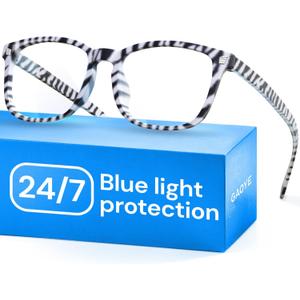 Gaoye Zebra Blue Light Glasses for Computer & Gaming - Anti UV Ray Lenses, Scratch-Resistant & Comfort Fit