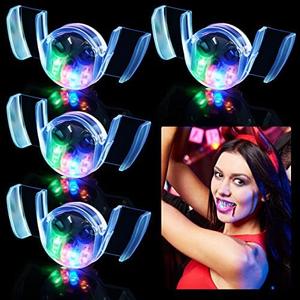 Lewtemi 36 Pcs Halloween Flashing Mouth Teeth Guard Light up LED Multi Color Teeth Mouthpiece Glow LED Party Favors for Rave Party Supplies Gift