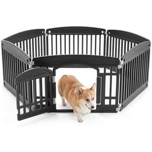 NEWBULIG Dog Playpen 6-Panel, 24IN Puppy Playpen, Stable Dog Play Pen Indoors/Outdoor with Secure Locking Door, Plastic Pet Fence for Small & Medium Dogs
