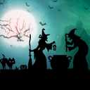 Large Halloween Witch Silhouette Decor Outdoor, Witch, Black Cat and Cauldron Yard Decorations, Scary Halloween Decor for Home, Party, Gift, Waterproof and Durable (Easy Setup with Stakes)