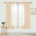 DWCN Beige Sheer Curtains Semi Transparent Voile Rod Pocket Curtains for Bedroom and Living Room, 52 x 72 inches Long, Set of 2 Panels