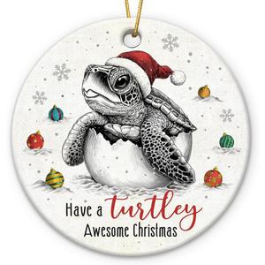 Sea Turtle Ornament 2026 - Sea Turtle Gifts for Women Men, Funny Ornaments for Adult, Turtley Awesome Animal Ornaments for Christmas Tree Decorations, Animal Lover Gifts for Friends Coworker