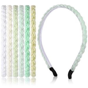 4 x MTLEE 6 Pcs Beaded Headbands for Women Sparkly Crystal Non Slip Thin Beaded Hairbands for Women's Hair Colorful Fashion Handmade Gift Hair Hoop Accessories(Green)
