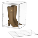 Attelite XXXLarge Clear Display Case Stackable Plastic Storage Bins with Lid, 2 Tiers Boot Shoe Box Organizers with an Adjustable Divider, Big Acrylic Display Storage Box with Magnetic Door