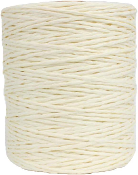 Natural Cotton Rayon Raffia Yarn Cream Crochet Summer Sun Hat Beach Bag Yarns, Straw Knitting Materials,280 Meters/306 Yards