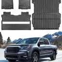 Floor Mats & 5.3FT Truck Bed Mat for Honda Ridgeline 2017-2024 2025 2026, All Weather Protector Heavy Duty TPE Rubber Waterproof Anti-Slip Tech Car Interior Accessories 2018 2019 2020 2021 2022 2023