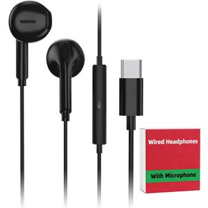 USB C Wired Earbuds for iPhone 17/16/15 Pro Max Plus Air iPad & USB-C Headphones for Samsung Galaxy S26/S25/S24/S23 Ultra A55 A54, Type-C Earphones with Microphone