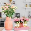 Honeydak 9 Pcs Mason Jar Centerpiece for Dining Room Table with Farmhouse Wood Tray, 3 Mason Jars, 6 Fake Flowers, and 2 LED Light for Room Kitchen Living Bathroom Wedding (Peony)