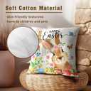 Imiss Happy Easter Throw Pillow Covers Set of 2 Easter Cute Bunny Eggs Flowers Spring Decorative Outdoor Farmhouse Cushion Case 18x18 Inch for Sofa Couch Bedroom
