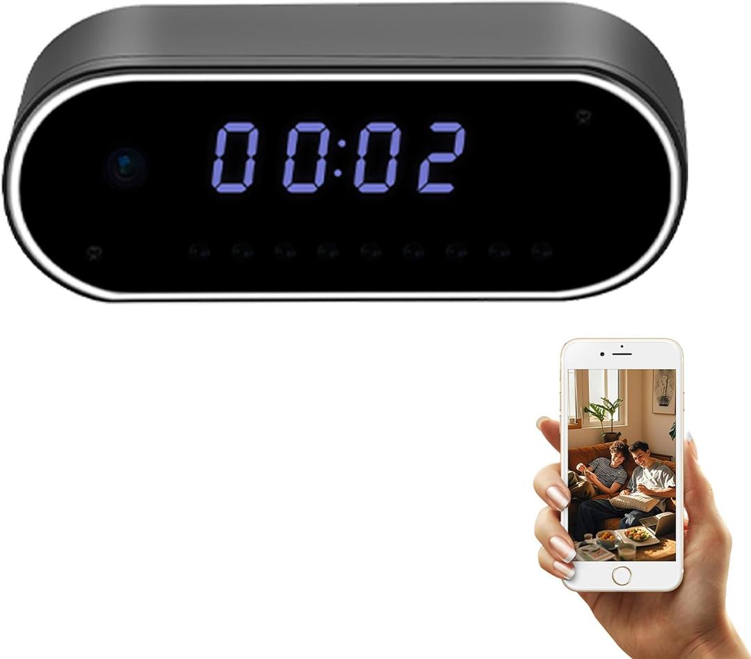 Clock Camera 1080P Mini Cam Clock, Motion Detection, Smart Camera for Pet Security WiFi Cam, Pet Monitor -No Audio