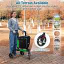 3 Wheel Walkers for Seniors, Foldable Rollator Walker with Tray & Large Storage Bag, 10" Big Wheel for All Terrain, 350 lb Weight Capacity, Green