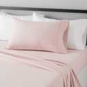 Amazon Basics Lightweight Breathable Wrinkle Resistant Brushed Microfiber 3 Piece Bed Sheet Set with 14-Inch Deep Pockets, Twin, Blush Pink, Solid