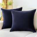 Pillow Covers 20x20 inch Set of 2 Velvet Decorative Throw Pillows for Living Room Sofa Couch Bed Bedroom (Dark Navy Blue)