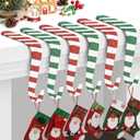 Duraaamo 6 Pcs Glitter Christmas Stocking Holders Candy Cane Shaped Peppermint Stocking Holders Fireplace Holder with Strips Mantel Hanger Hooks Grips for Decor(Red and White, White and Green,Large)