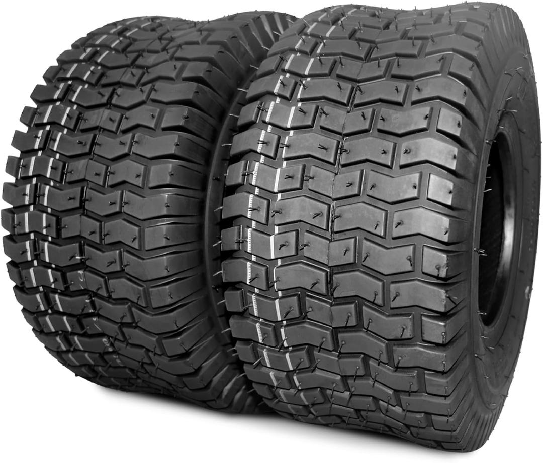 (2 Pack) MAXROLLORS 15x6.00-6 Lawn Mower Tires, 15x6-6 for Garden Tractor Riding Lawnmower Tire, 4 Ply Tubeless, Turf-V Pattern, 570 lbs Capacity