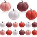 16 Pcs Thanksgiving Mini Pumpkins Artificial Felt Wool Fake Faux Small Pumpkins Decorations Table Centerpiece for Fall Autumn Farmhouse Wedding Party Decor(Pink Color)